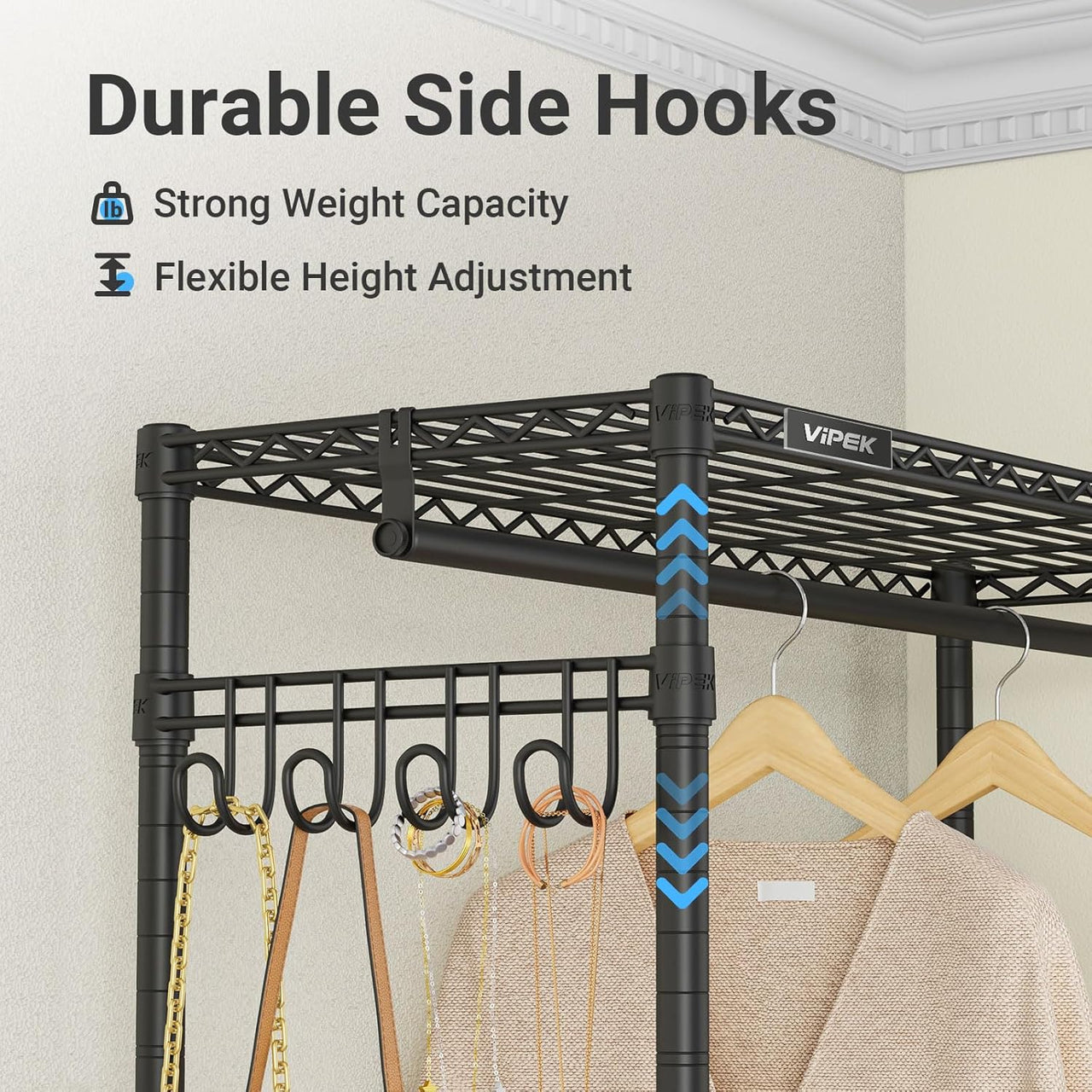 Clothes Rack Stand - Portable Closets Heavy Duty Rolling Garment Rack 3 Tiers