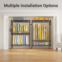 Thumbnail for Clothes Rack Stand - Portable Closets Heavy Duty Rolling Garment Rack 3 Tiers