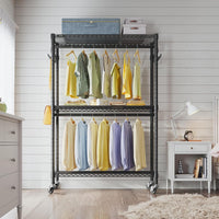 Thumbnail for Clothes Rack Stand - Portable Closets Heavy Duty Rolling Garment Rack 3 Tiers