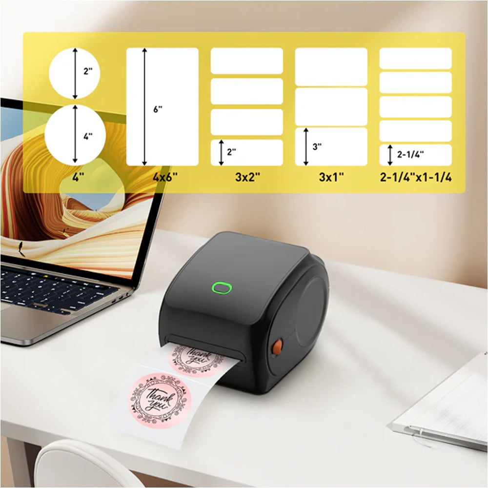 Compact Bluetooth Thermal Label Printer - Direct Thermal, High-Speed 203 DPI