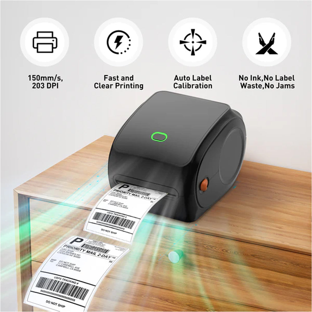 Compact Bluetooth Thermal Label Printer - Direct Thermal, High-Speed 203 DPI