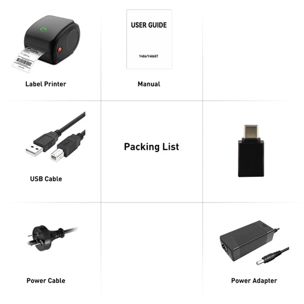 Compact Bluetooth Thermal Label Printer - Direct Thermal, High-Speed 203 DPI