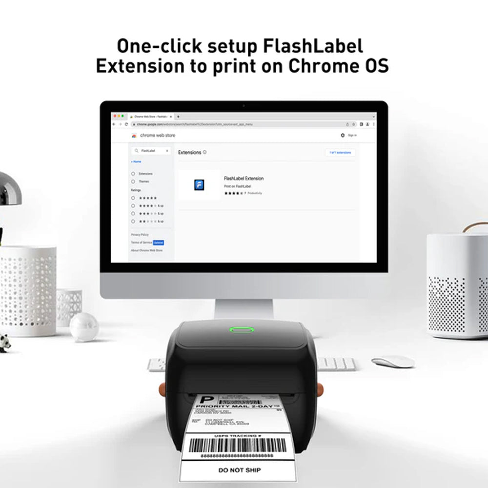 Compact Bluetooth Thermal Label Printer - Direct Thermal, High-Speed 203 DPI
