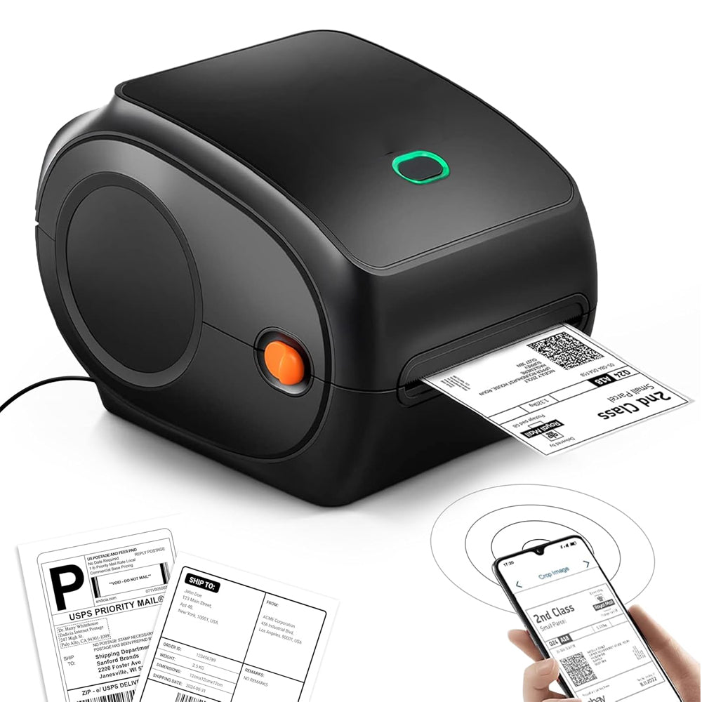 Compact Bluetooth Thermal Label Printer - Direct Thermal, High-Speed 203 DPI