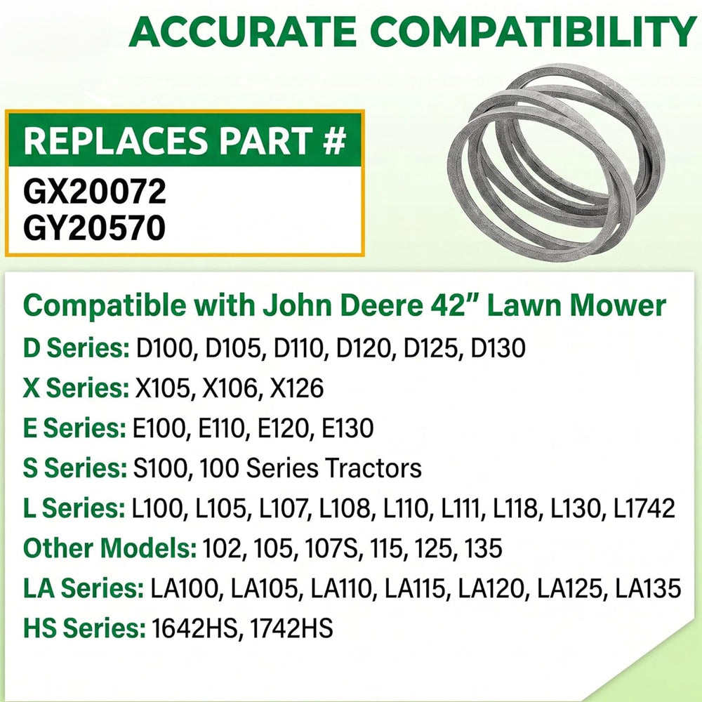 Deck Belt for 42" Cut John Deere L100 L102 L105 L107 L110 L111 GX20072 GY20570