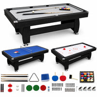 Thumbnail for 7Ft Multi Function 3 in 1 Pool Table Hockey Tennis Table With A Electronic Puck