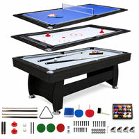 Thumbnail for 7Ft Multi Function 3 in 1 Pool Table Hockey Tennis Table With A Electronic Puck