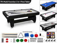 Thumbnail for 7Ft Multi Function 3 in 1 Pool Table Hockey Tennis Table With A Electronic Puck