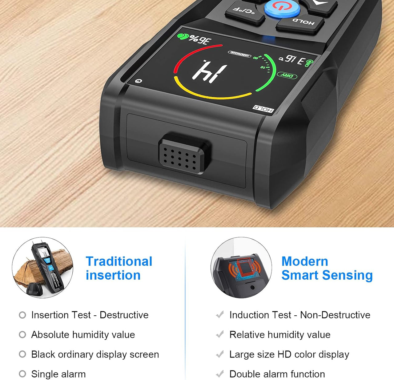 Inductive Pinless Moisture Meter with Colour Display