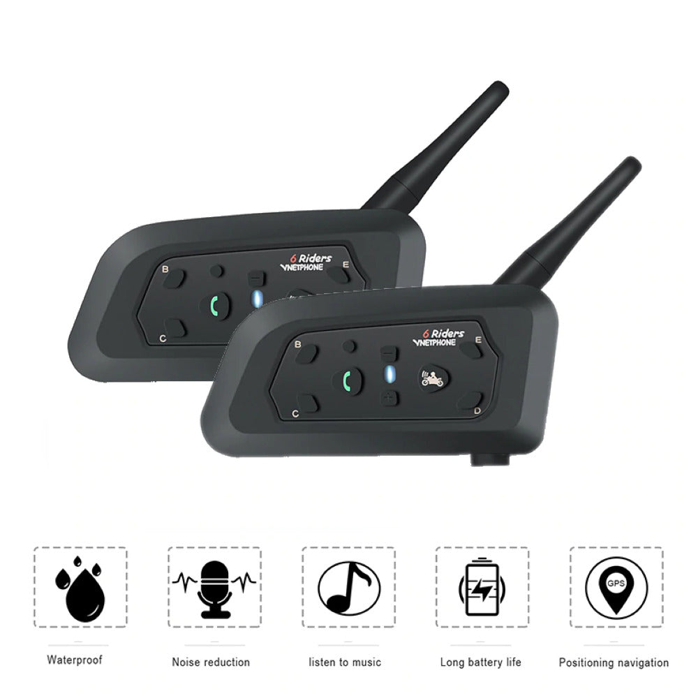Motorcycle helmet intercom headset black with rubber buttons