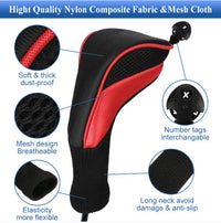 Thumbnail for 3pcs Golf Club Head Covers for Driver and Fairway Woods, Golf Accessories(Red&Black)