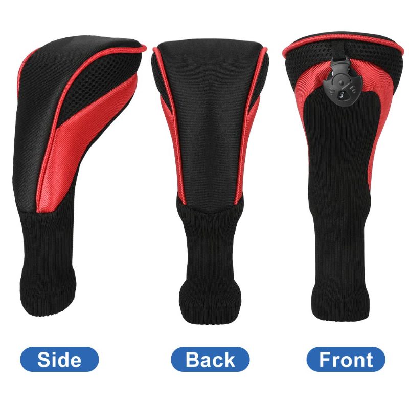 3pcs Golf Club Head Covers for Driver and Fairway Woods, Golf Accessories(Red&Black)