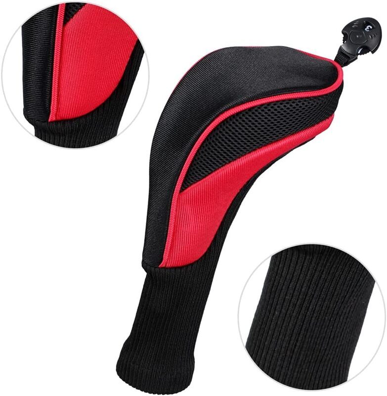 3pcs Golf Club Head Covers for Driver and Fairway Woods, Golf Accessories(Red&Black)
