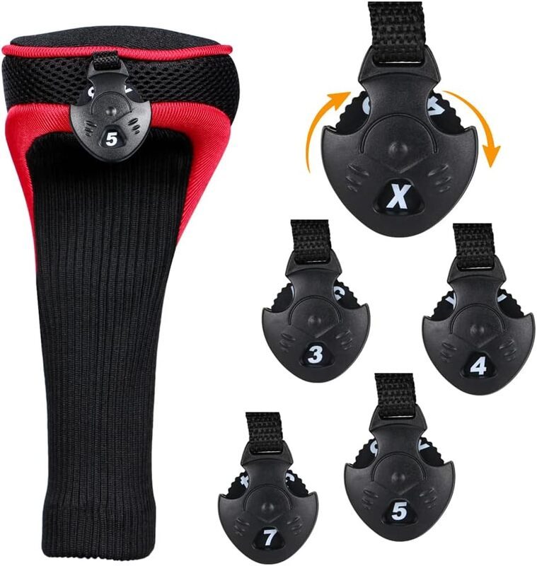 3pcs Golf Club Head Covers for Driver and Fairway Woods, Golf Accessories(Red&Black)
