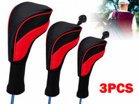 Thumbnail for 3pcs Golf Club Head Covers for Driver and Fairway Woods, Golf Accessories(Red&Black)