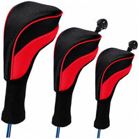 Thumbnail for 3pcs Golf Club Head Covers for Driver and Fairway Woods, Golf Accessories(Red&Black)