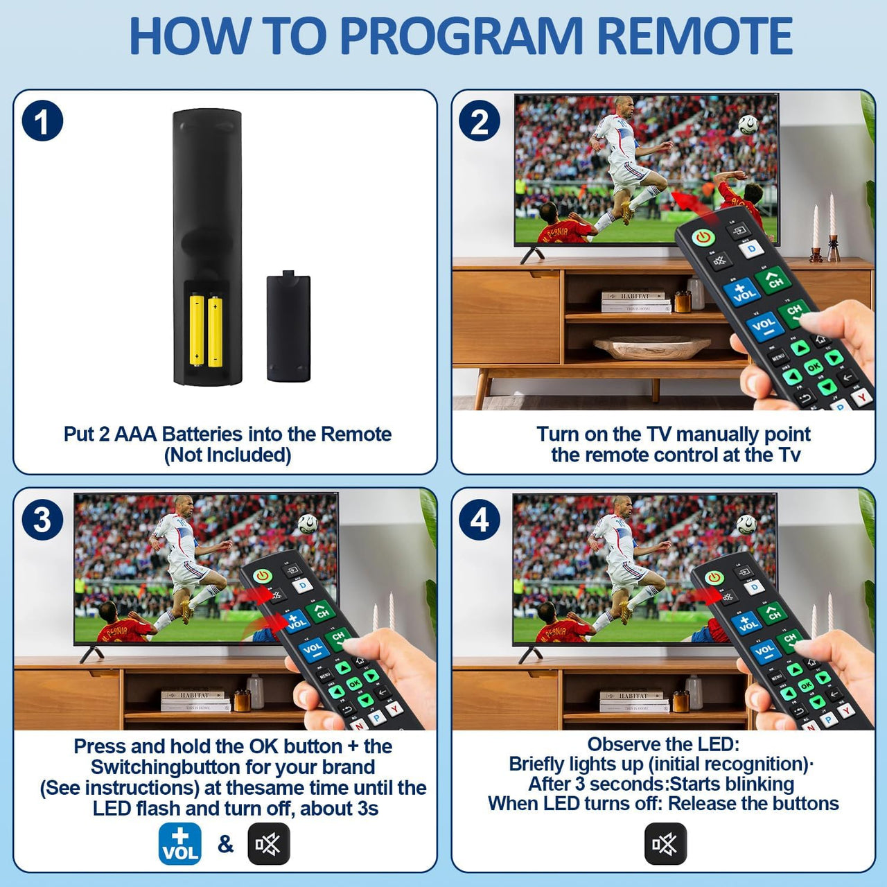 Universal TV Remote Big Button