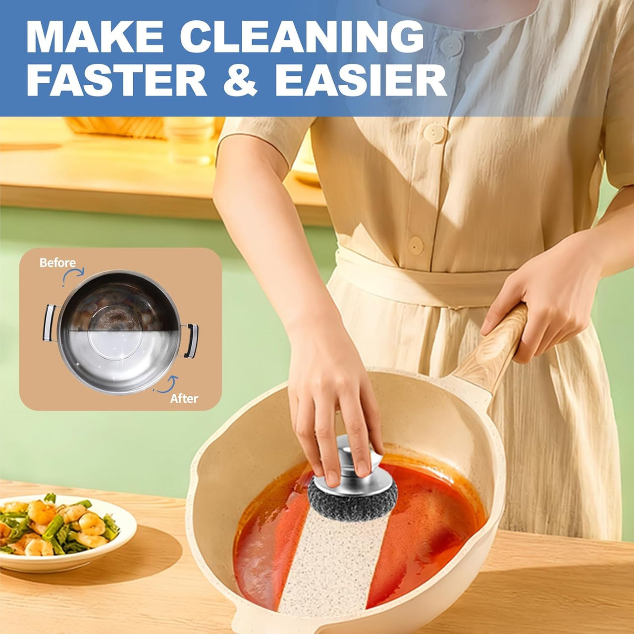 8PCS Steel Wool Scrubber Set with 2 Handles