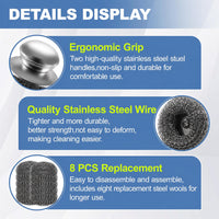 Thumbnail for 8PCS Steel Wool Scrubber Set with 2 Handles