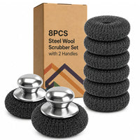 Thumbnail for 8PCS Steel Wool Scrubber Set with 2 Handles