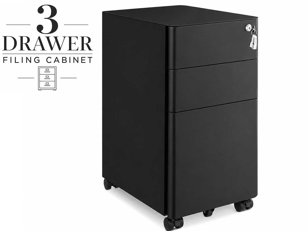 Office Filing Cabinet with Wheels, Lock File Organiser