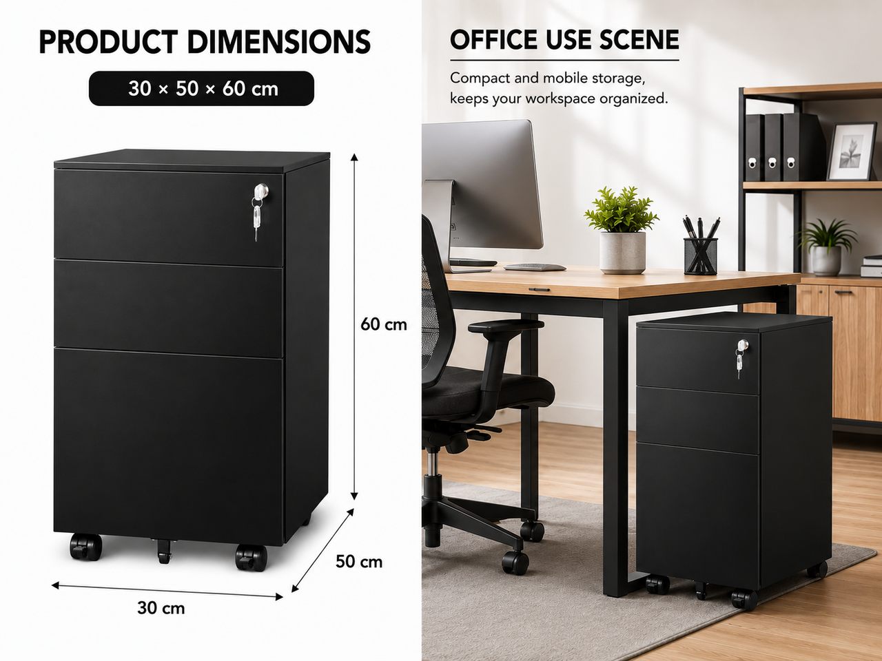 Office Filing Cabinet with Wheels