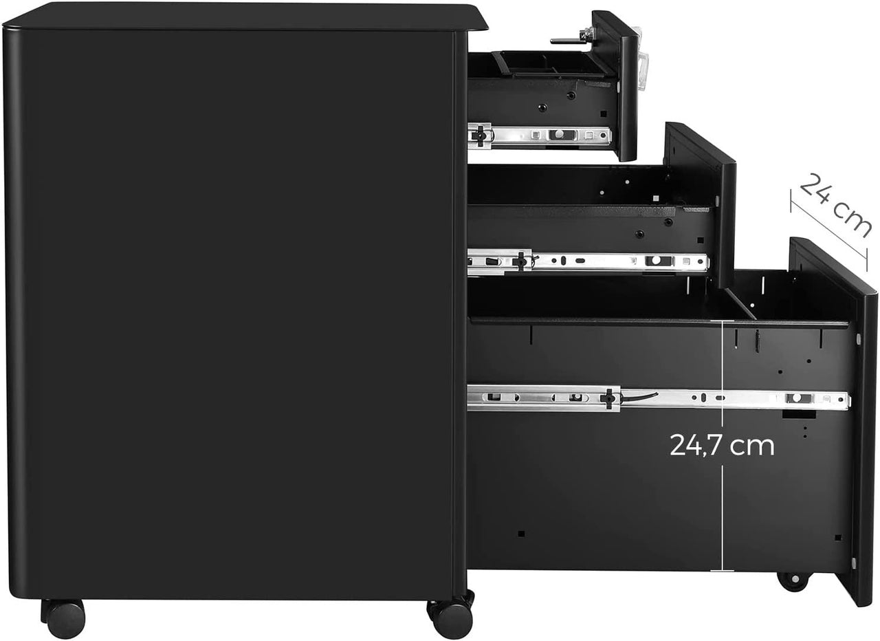 Office Filing Cabinet with Wheels, Lock File Organiser