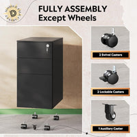 Thumbnail for Office Filing Cabinet with Wheels, Lock File Organiser