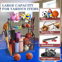 Thumbnail for Sports Equipment Garage Organizer Rolling Ball Storage Rack