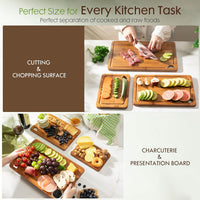Thumbnail for 3Pcs Bamboo Chopping Board Set with Wood Storage Stand