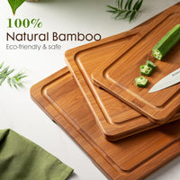 Thumbnail for 3Pcs Bamboo Chopping Board Set with Wood Storage Stand