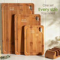 Thumbnail for 3Pcs Bamboo Chopping Board Set with Wood Storage Stand