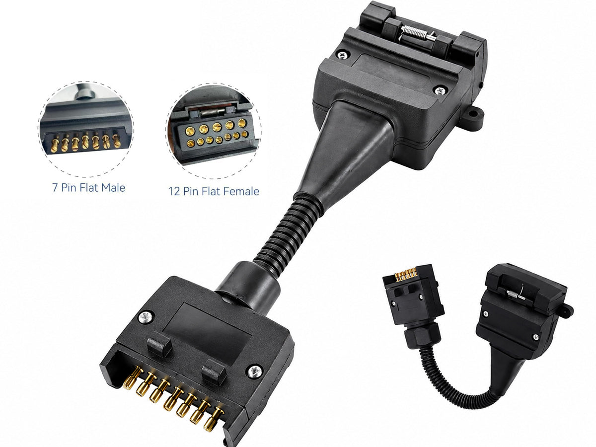 7 Pin Male to 12 Pin Flat Female Trailer Adapter Caravan Connector