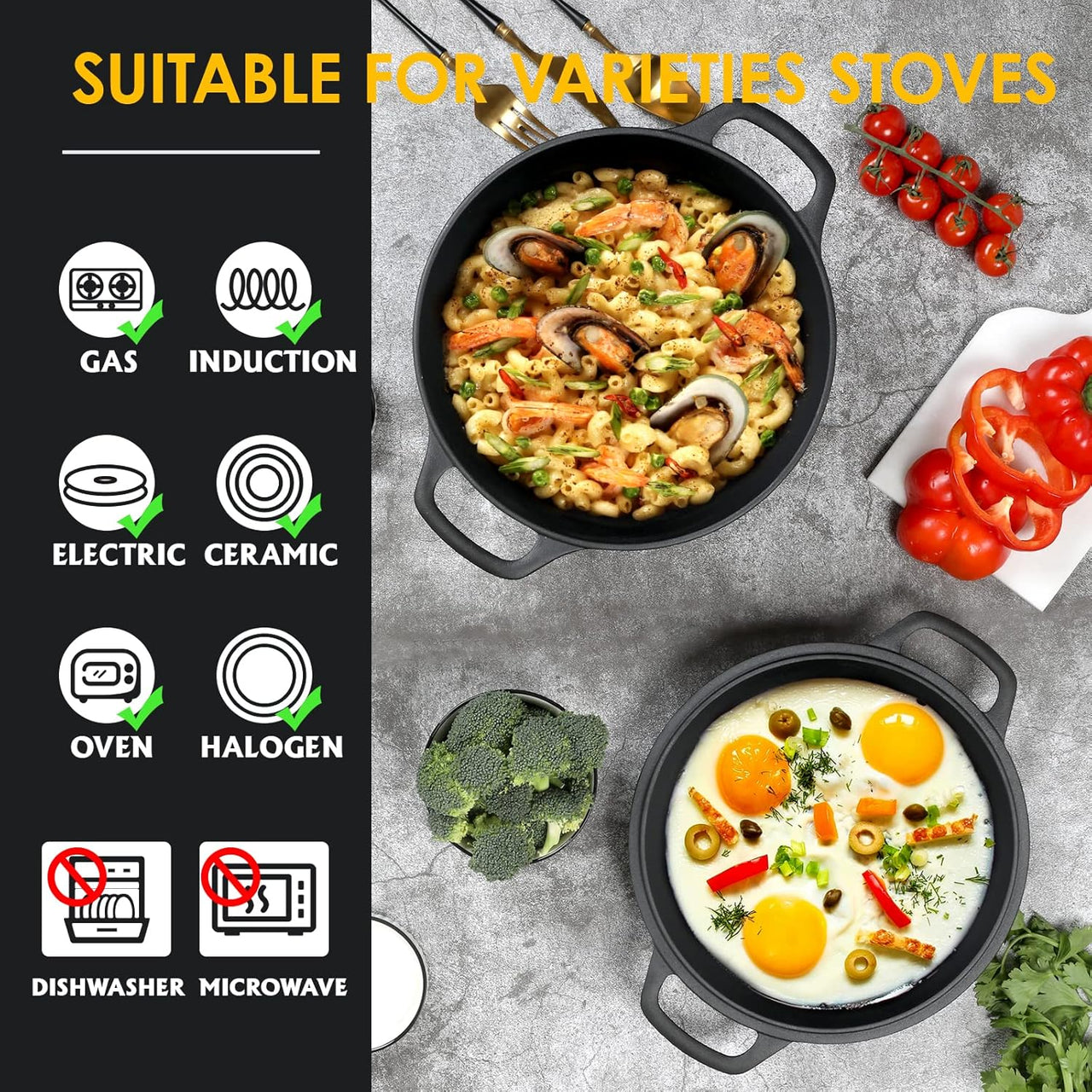 Cast Iron Dutch Oven 2 in 1 Cast Iron Dutch Oven Skillet Lid Set