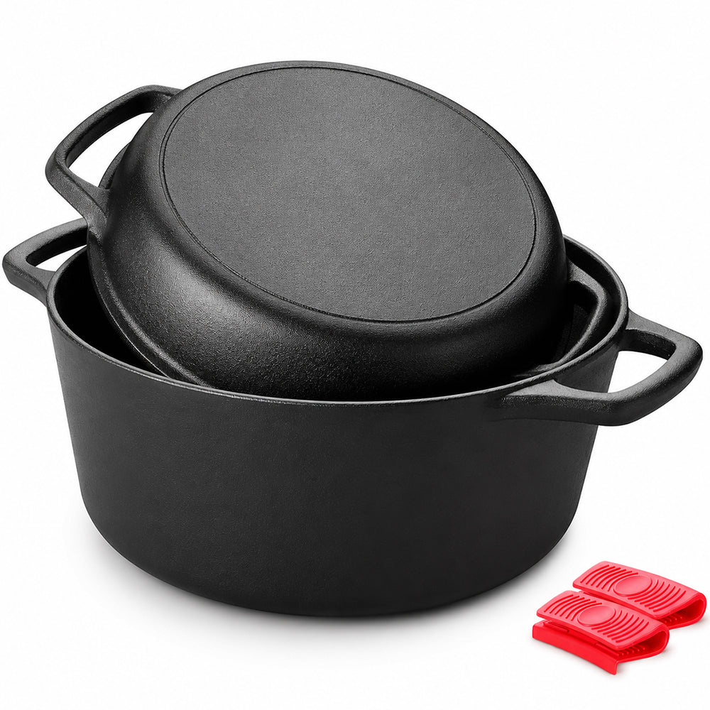 Cast Iron Dutch Oven 2 in 1 Cast Iron Dutch Oven Skillet Lid Set
