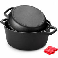 Thumbnail for Cast Iron Dutch Oven 2 in 1 Cast Iron Dutch Oven Skillet Lid Set