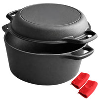 Thumbnail for Cast Iron Dutch Oven 2 in 1 Cast Iron Dutch Oven Skillet Lid Set