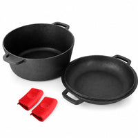 Thumbnail for Cast Iron Dutch Oven 2 in 1 Cast Iron Dutch Oven Skillet Lid Set