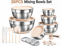 Thumbnail for Stainless Steel Mixing Bowl Set 26 Pcs