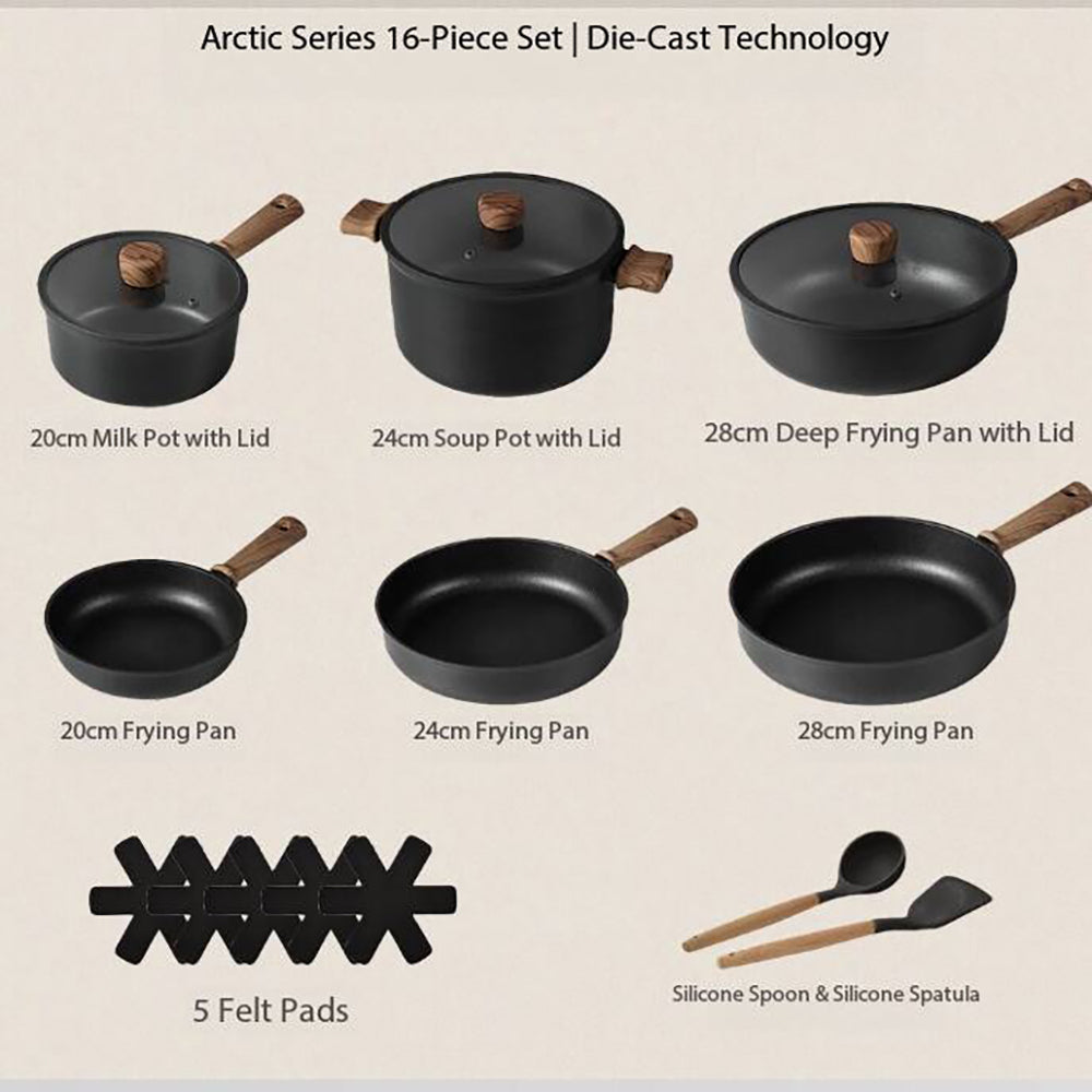 16 Piece Titanium Nonstick Cookware Set Kitchen Pots and Pans Set