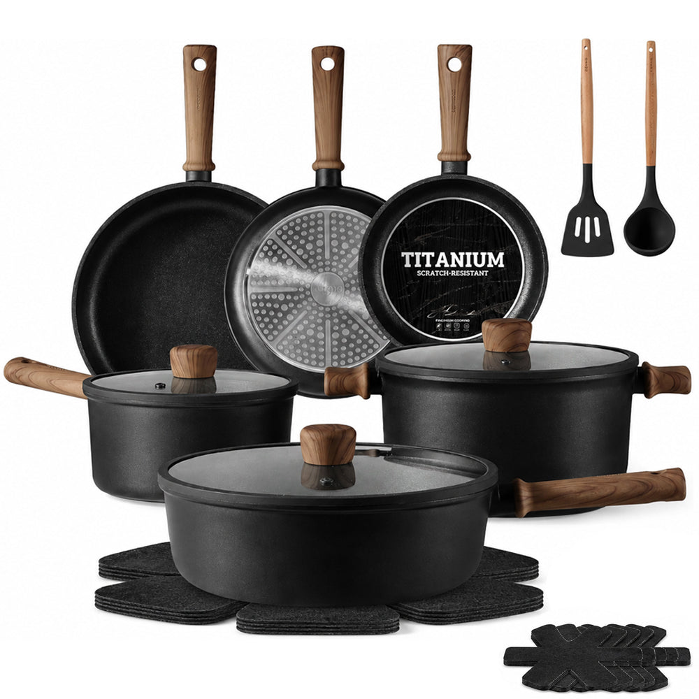 16 Piece Titanium Nonstick Cookware Set Kitchen Pots and Pans Set