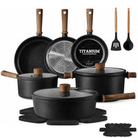 Thumbnail for 16 Piece Titanium Nonstick Cookware Set Kitchen Pots and Pans Set