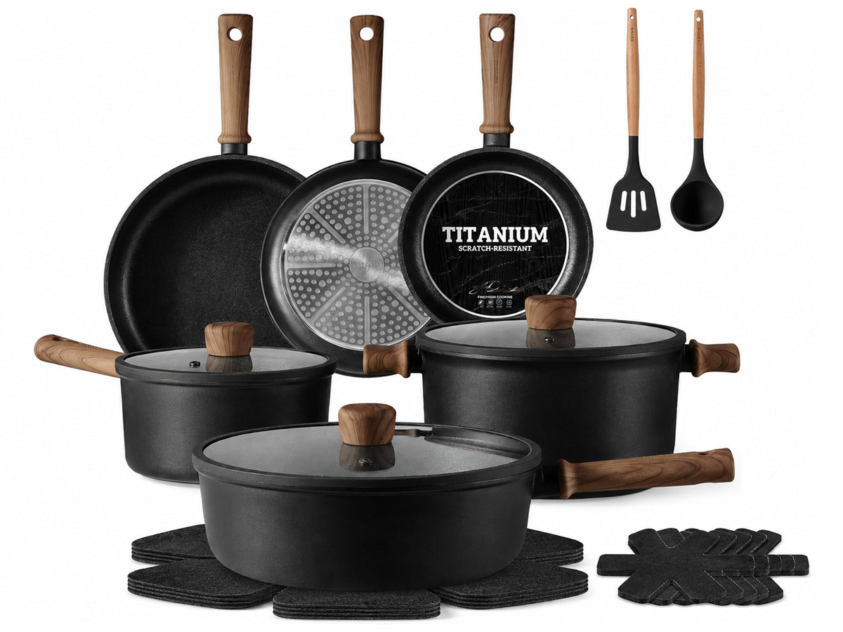 16 Piece Titanium Nonstick Cookware Set Kitchen Pots and Pans Set