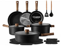 Thumbnail for 16 Piece Titanium Nonstick Cookware Set Kitchen Pots and Pans Set