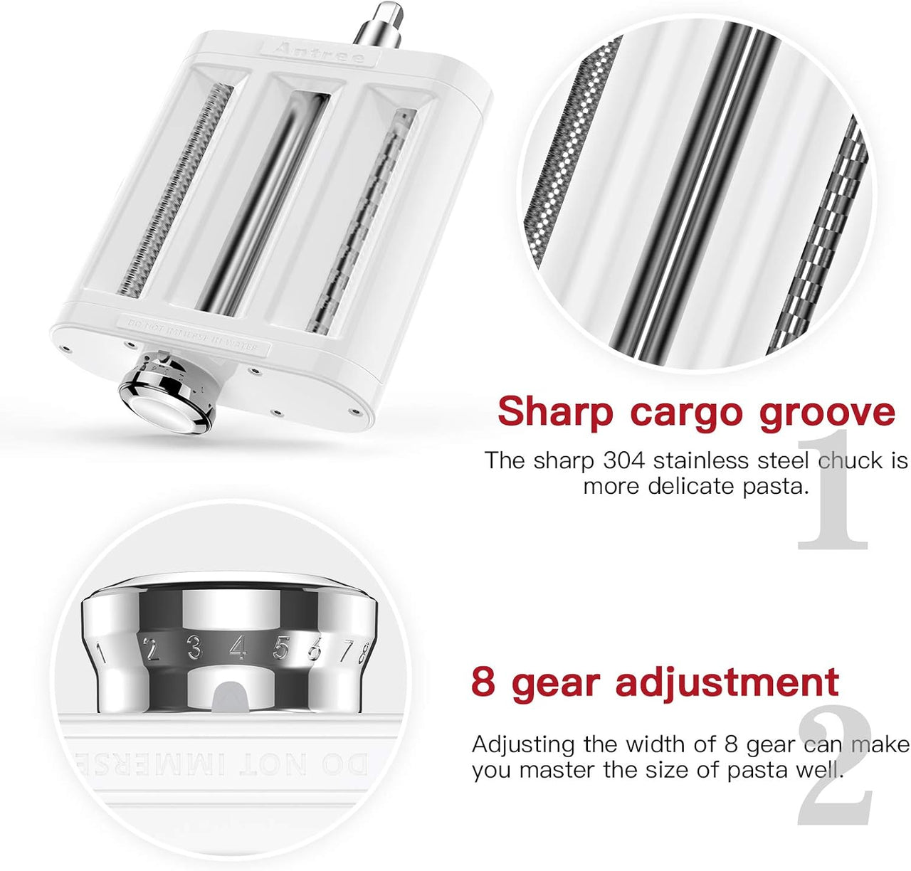 3-in-1 Pasta Maker Attachment For KitchenAid Roller Cutters