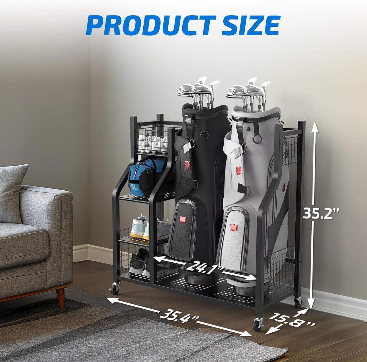 Golf Bag Holder Organizer Rack