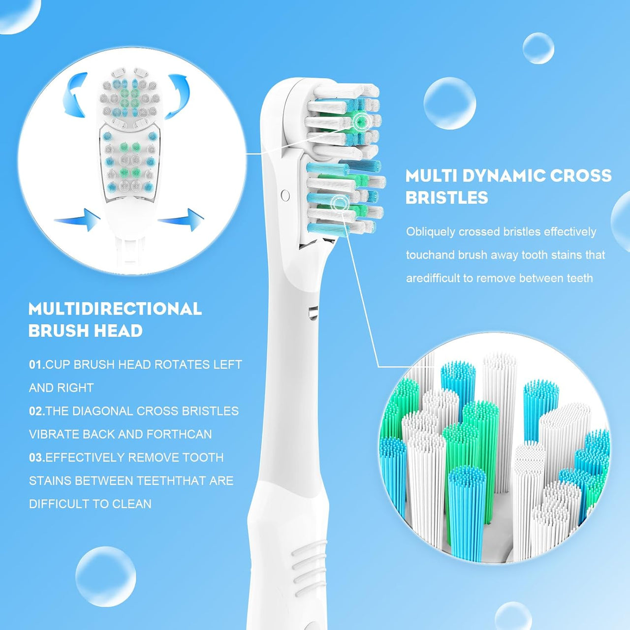 16Pcs Dual Toothbrush Accessories Electric Brush Heads for Oral-B 3733 4732 4734