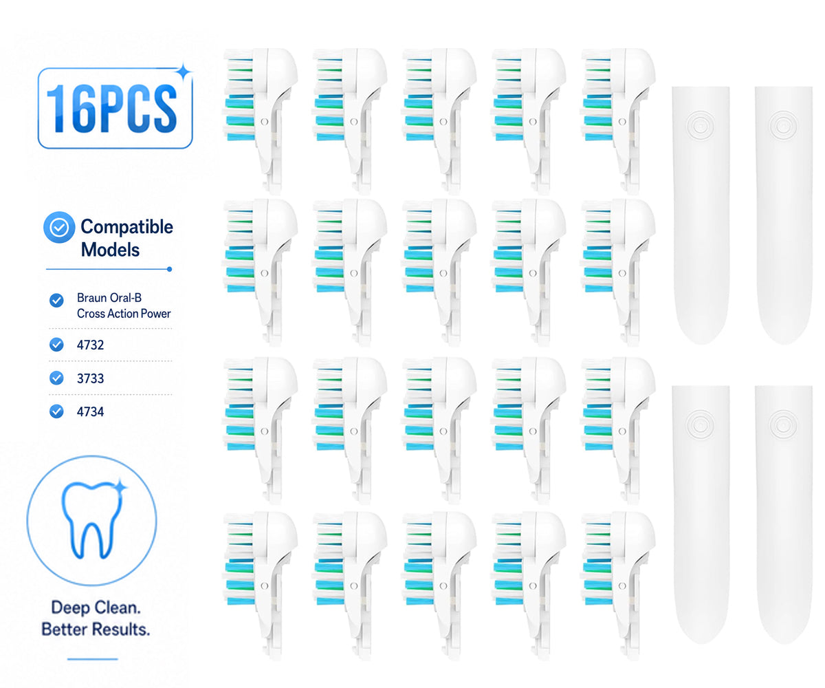 16Pcs Dual Toothbrush Accessories Electric Brush Heads for Oral-B 3733 4732 4734
