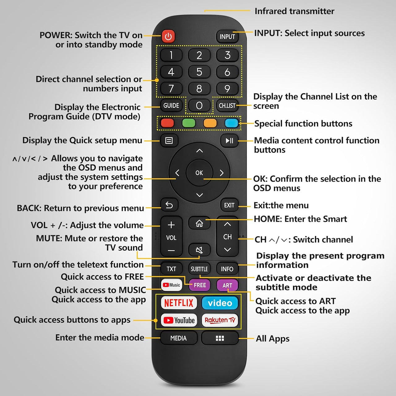 Hisense TV Replacement Remote EN-2G30H