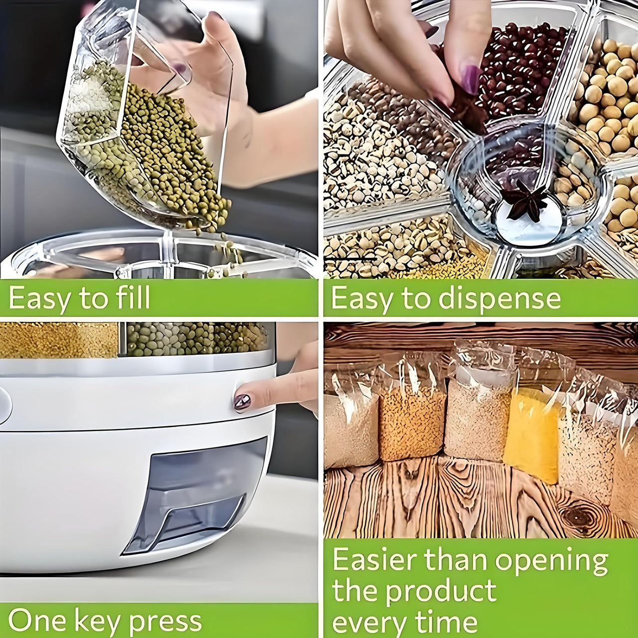 6 Section Rotating Grain Dispenser